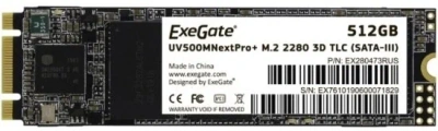 Накопитель SSD ExeGate NextPro+ UV500TS512, 512Gb, M.2 2280, SATA III [EX280473RUS]