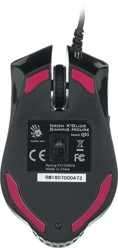 Мышь проводная A4Tech Bloody Q51 черный, 3200 dpi, USB, кнопки - 8 [Q51 черный/рисунок]