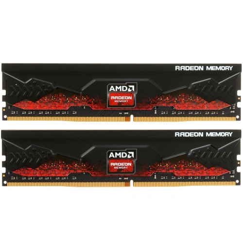 Оперативная память 16GB AMD Radeon™ DDR4 3200 DIMM R9 Gamers Series Black Gaming Memory R9S416G3206U2K Non-ECC, CL16, 1.35V, Heat Shield, Kit (2x8GB), RTL [R9S416G3206U2K]