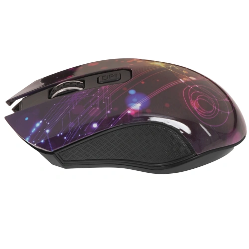 Мышь беспроводная Qumo Fractal M25 черный, 1600 dpi, радиоканал, USB, кнопки - 4 [Fractal]