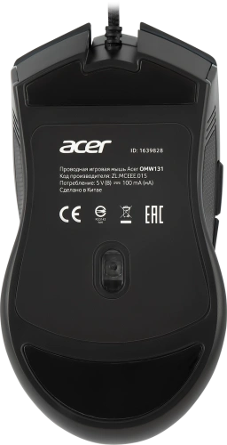 Мышь проводная Acer OMW131 черный, 6400 dpi, USB, кнопки - 7 [ZL.MCEEE.015]