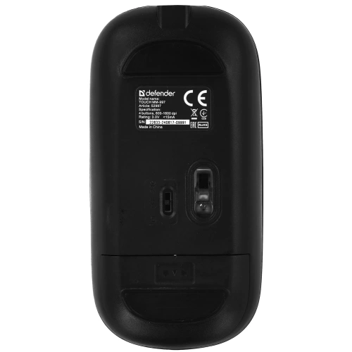 Мышь беспроводная Defender Touch MM-997 черный, 1600 dpi, радиоканал, Bluetooth [52997]