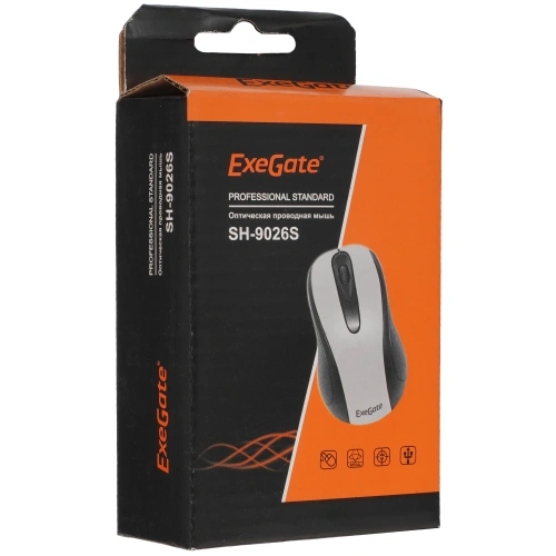 Мышь проводная ExeGate Professional Standard SH-9026S серебристый, 1000 dpi [EX264098RUS]