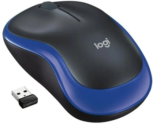 Мышь беспроводная Logitech M185 синий, 1000 dpi, радиоканал, USB, кнопки - 3 [910-002632/910-002239/910-002236]