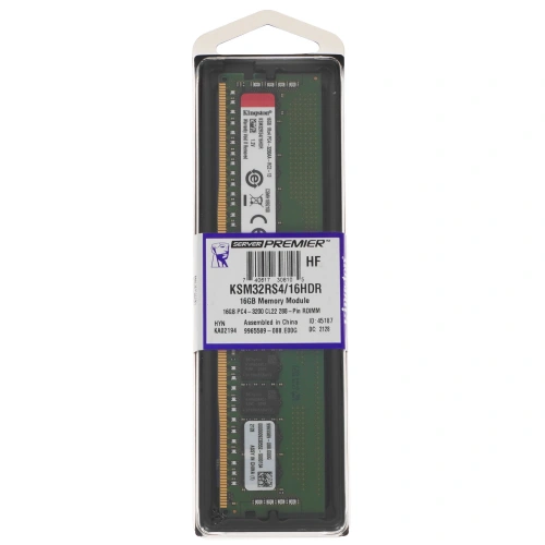 Оперативная память Kingston DDR4, 16GB 3200 MHz, CL22, ECC, RDIMM [KSM32RS4/16HDR]