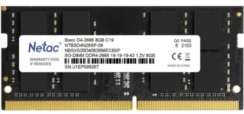 Оперативная память Netac 8GB DDR4 2666MHz SO-DIMM CL19 1.2V [NTBSD4N26SP-08]