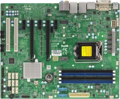 Материнская плата Supermicro MBD-X11SAE-B, LGA1151, Intel C236, 4xDDR4, 8xSATA, 1xM.2, 2xPCIe 3.0 x16, 3xPCIe 3.0 x1, 2xPCI, 2x1Gb LAN, 2xUSB-A 2.0, 2xUSB-A 5Gbps, 2xUSB-A 10Gbps, DVI-D, DP, HDMI, COM-порт, ATX [MBD-X11SAE-B]