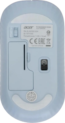 Мышь беспроводная Acer OMR205 белый/голубой, 1200 dpi, кнопки - 3 [ZL.MCEEE.02H]