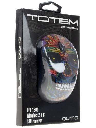 Мышь беспроводная Qumo Office M41 Totem черный, 1600 dpi, радиоканал, USB, кнопки - 4 [Office M41 Totem]