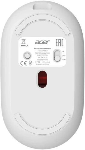 Мышь беспроводная Acer OMR301 белый, 1600 dpi, кнопки - 4 [ZL.MCECC.01U]