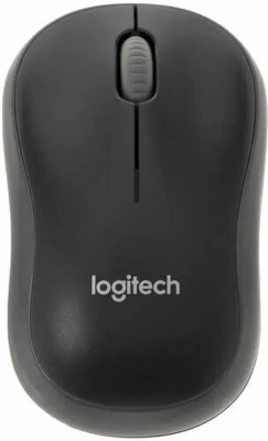 Мышь беспроводная Logitech M186 черный/серый, 1000 dpi, радиоканал, USB, кнопки - 3 [910-004131]