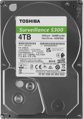 Жесткий диск HDD Toshiba SATA3 4Tb Surveillance S300 [HDWT840UZSVA]