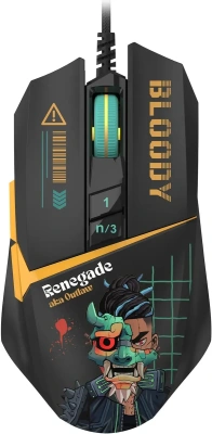 Мышь проводная A4Tech Bloody W63 Max Renegade черный, 12000 dpi, USB, кнопки - 7 [W63 MAX черный/рисунок]