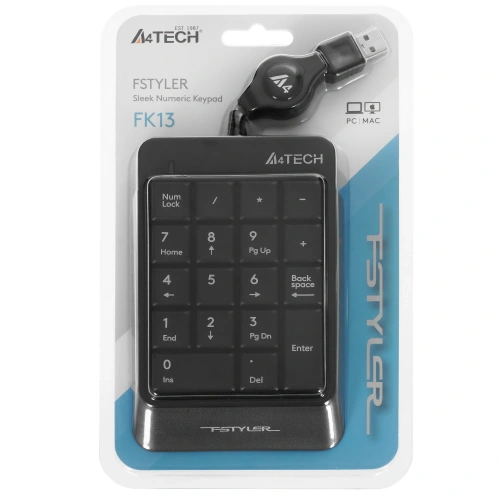 Числовой блок A4Tech Fstyler проводной, USB, серый [FK13]