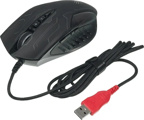 Мышь проводная A4Tech Bloody Q51 черный, 3200 dpi, USB, кнопки - 8 [Q51 черный/рисунок]
