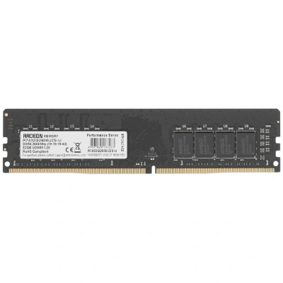 Оперативная память AMD 32GB DDR4 2666 DIMM R7 Performance Series Black R7432G2606U2S-U Non-ECC, CL19, 1.2V, RTL [R7432G2606U2S-U]