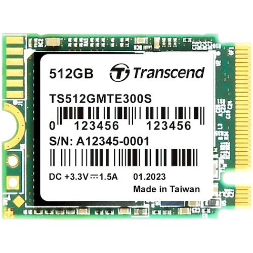 Накопитель SSD Transcend 300S 512Gb, PCIe 3.0 x4, M.2 2230, NVMe, R/W 2000/1100 [TS512GMTE300S]