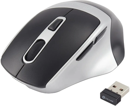 Мышь беспроводная Oklick 516MW черный/серебристый, 1600 dpi, радиоканал, Bluetooth, USB, кнопки - 6 [1978689]