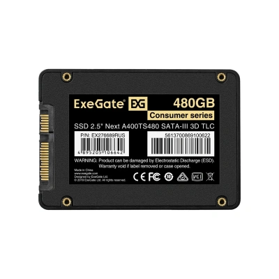 Накопитель SSD ExeGate Next A400TS480, 480Gb, 2.5", SATA III, R/W 550/500 [EX276689RUS]