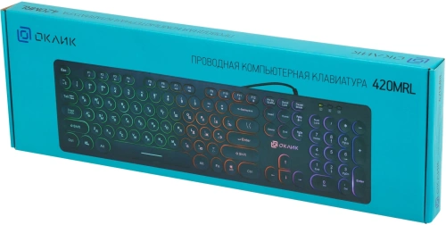 Клавиатура Oklick 420MRL черный USB slim Multimedia LED [420MRL]
