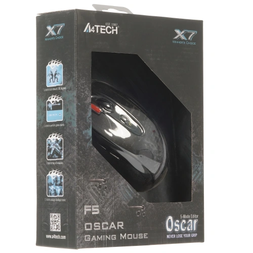 Мышь проводная A4Tech F5 черный, 3000 dpi, USB, кнопки - 7 [F5 USB]