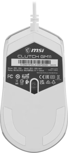 Мышь проводная MSI Clutch GM11 белый, 5000 dpi, USB, кнопки - 6 [S12-0401970-CLA]